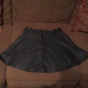 Black Leather Skater Skirt